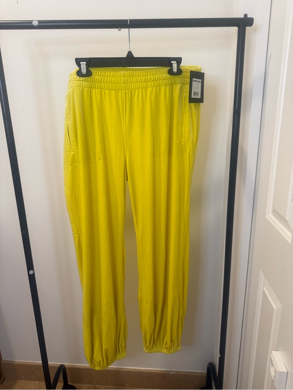 Norma Kamali Spring Summer Yellow Lightweight Velour Jogger Pants